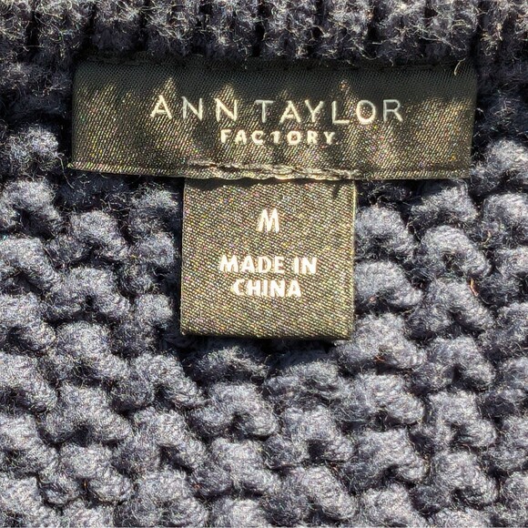 Ann Taylor Medium Blue Open Front Cardigan Sweater Textured Knit Long Duster - Picture 5 of 8